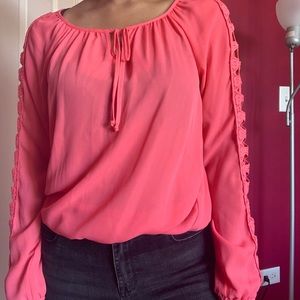 Pink Blouse with Cut Out Sleeves